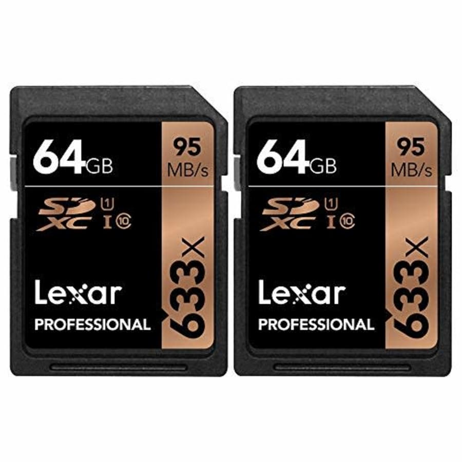Lexar Professional 633x 64GB USH-1 Class 10 SDXC Memory Card 2 Pack (LSD64GCB1NL633) for $25