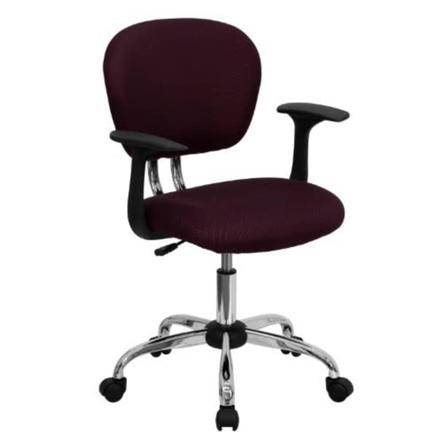 Flash Furniture Mid-Back Burgundy Mesh Padded Swivel Task Office Chair with Chrome Base and Arms for $102 Flash Furniture Mid-Back Burgundy Mesh Padded Swivel Task Office Chair with Chrome Base and Arms for $102