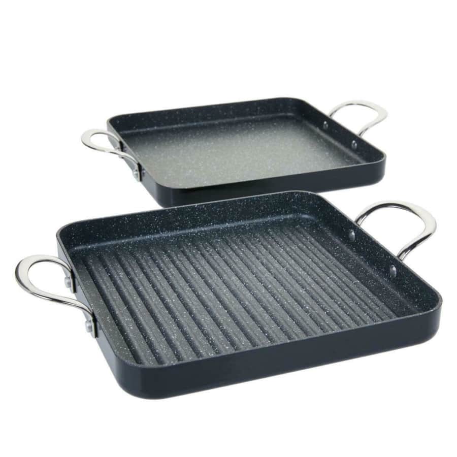 Refurb Curtis Stone Dura-Pan Nonstick Square Grill Pan and Griddle Pan for $45