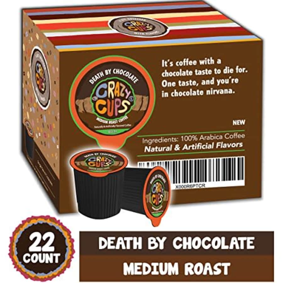 Crazy Cups Decaf Flavored Hot or Iced Coffee, for the Keurig K Cups 2.0 Brewers, Death By for $16 Crazy Cups Decaf Flavored Hot or Iced Coffee, for the Keurig K Cups 2.0 Brewers, Death By for $16