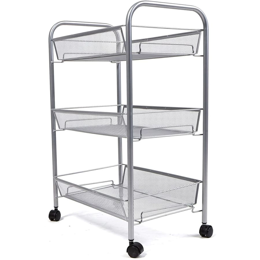 Mind Reader 3-Shelf Metal Mesh Rolling Cart for $20 Mind Reader 3-Shelf Metal Mesh Rolling Cart for $20