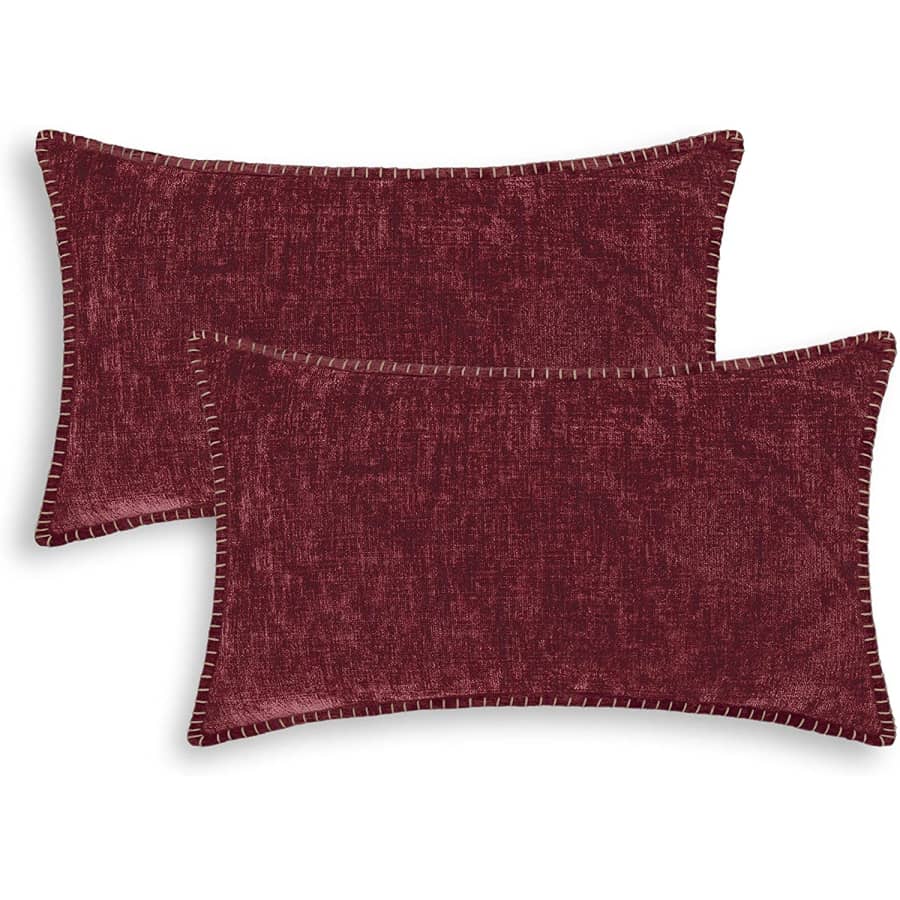 CaliTime 12" x 20" Chenille Throw Pillow Cover 2-Pack for $17