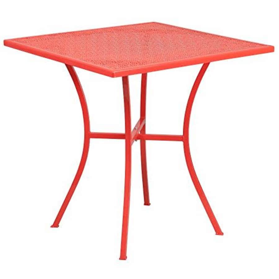 Flash Furniture Commercial Grade 28" Square Coral Indoor-Outdoor Steel Patio Table for $76