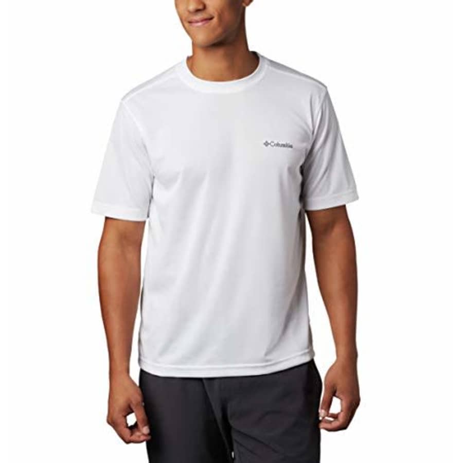 Columbia Men's Meeker Peak Short Sleeve Wicking UPF 15 Crew Shirt, White, 6X for $15