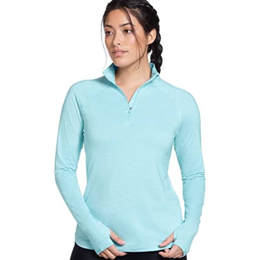 Jockey Women's Activewear Tech Stretch Performance 1/2 Zip, Mint Petal Space Dye, m for $25