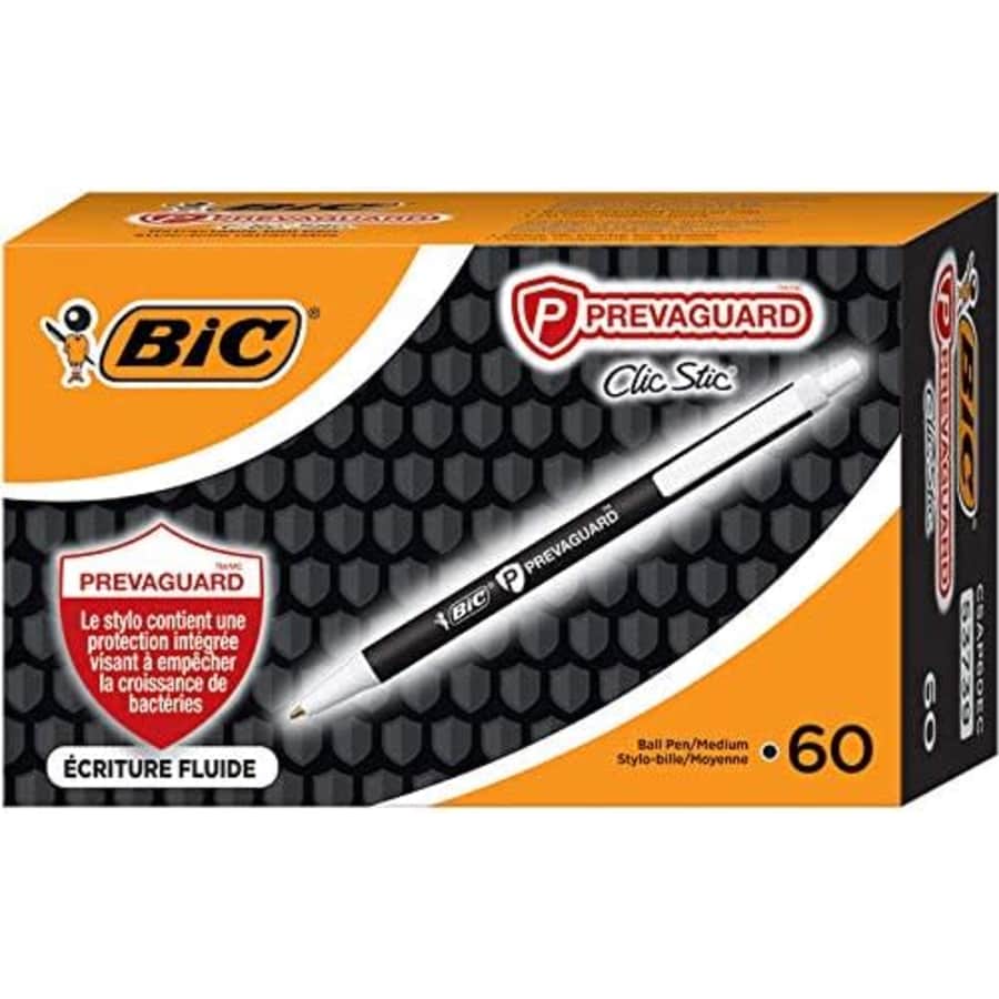 BIC PrevaGuard Clic Stic Ballpoint Pen w/ Antimicrobial Protection 60-Pack for $10 BIC PrevaGuard Clic Stic Ballpoint Pen w/ Antimicrobial Protection 60-Pack for $10