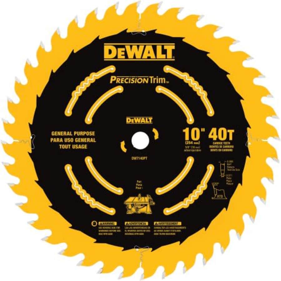 DEWALT 10-Inch Miter / Table Saw Blade, ATB, Ripping and Crosscutting, 5/8-Inch Arbor, Tough Coat, for $75
