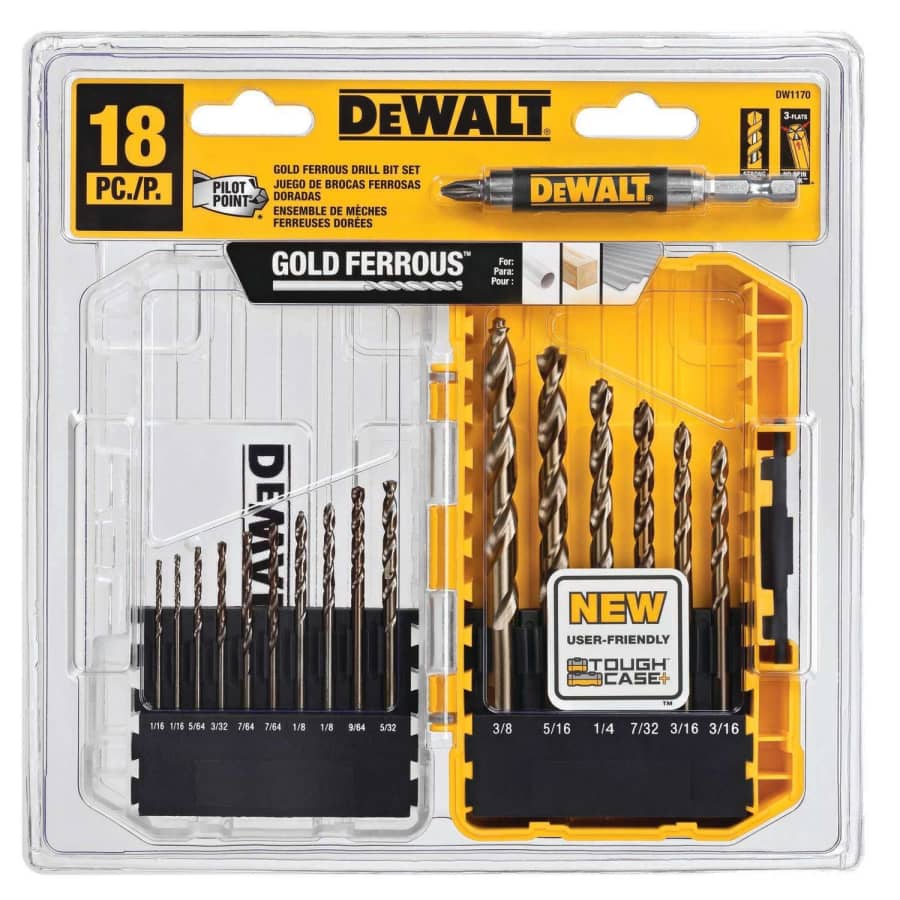 DeWalt 18-Piece Pilot Point Gold Ferrous Drill Bit Set for $20 DeWalt 18-Piece Pilot Point Gold Ferrous Drill Bit Set for $20