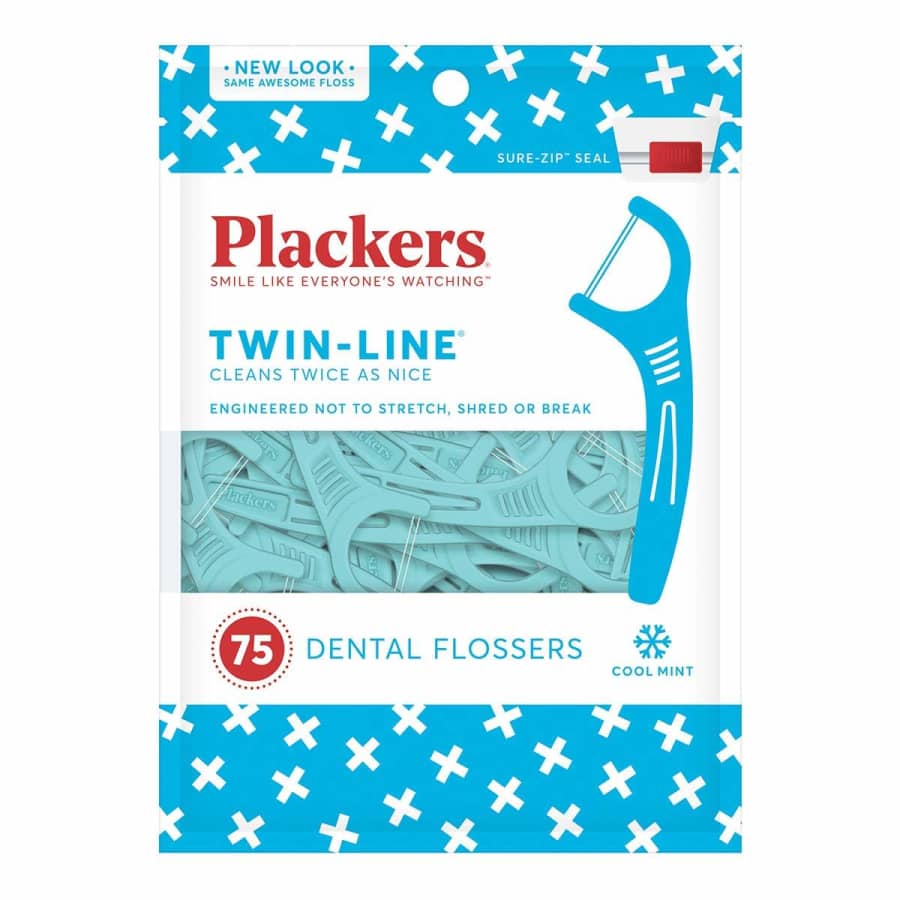 Plackers Twin-Line Dental Floss Picks 75-Pack for $2
