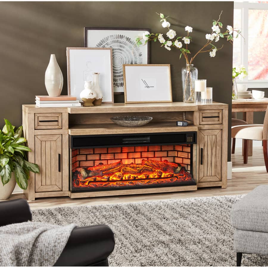 Member's Mark Delmar 75" Solid Hardwood Fireplace Heater Console for $599 for members