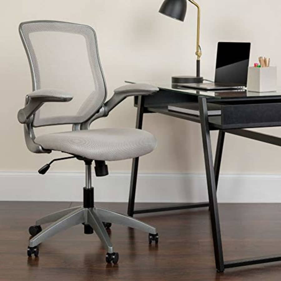 Flash Furniture Mid-Back Gray Mesh Swivel Ergonomic Task Office Chair with Gray Frame and Flip-Up for $135