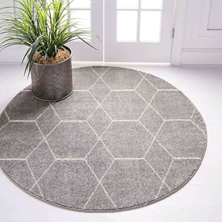 Unique Loom Area Rug, 5' 0 x 5' 0 Round, Light Gray for $38 Unique Loom Area Rug, 5' 0 x 5' 0 Round, Light Gray for $38