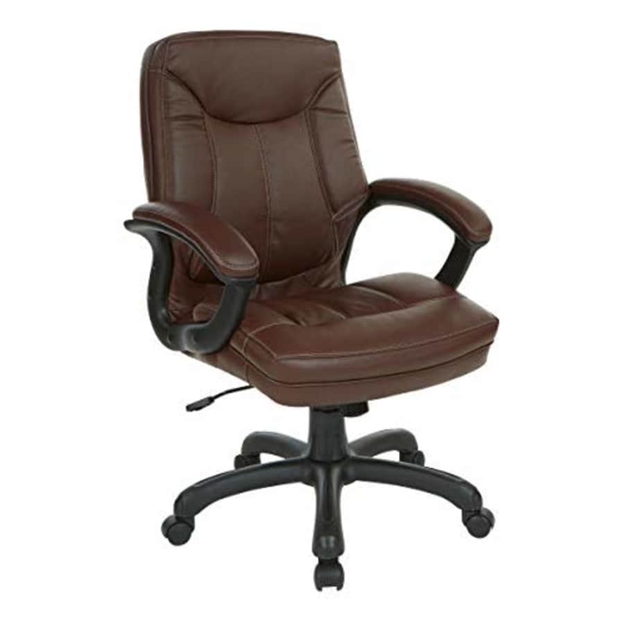 Office Star Bonded Leather Seat and Mid Back Executive's Chair with Padded Arms and Contrast for $164