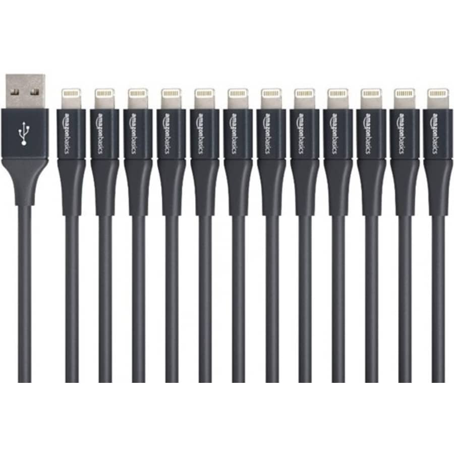 AmazonBasics 4" Lightning to USB Charging Cable 12-Pack for $10 AmazonBasics 4" Lightning to USB Charging Cable 12-Pack for $10