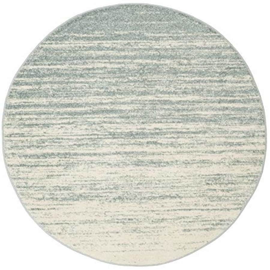 SAFAVIEH Adirondack Collection 4' x 4' Round Slate / Cream ADR113T Modern Ombre Non-Shedding Dining for $35
