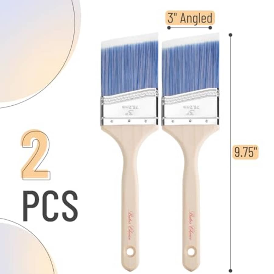 Bates Choice Bates- Paint Brushes, 3-Inch, 2 Pack, Angle Brushes, Treated Wood Handle, Paint Brushes for Walls, for $8