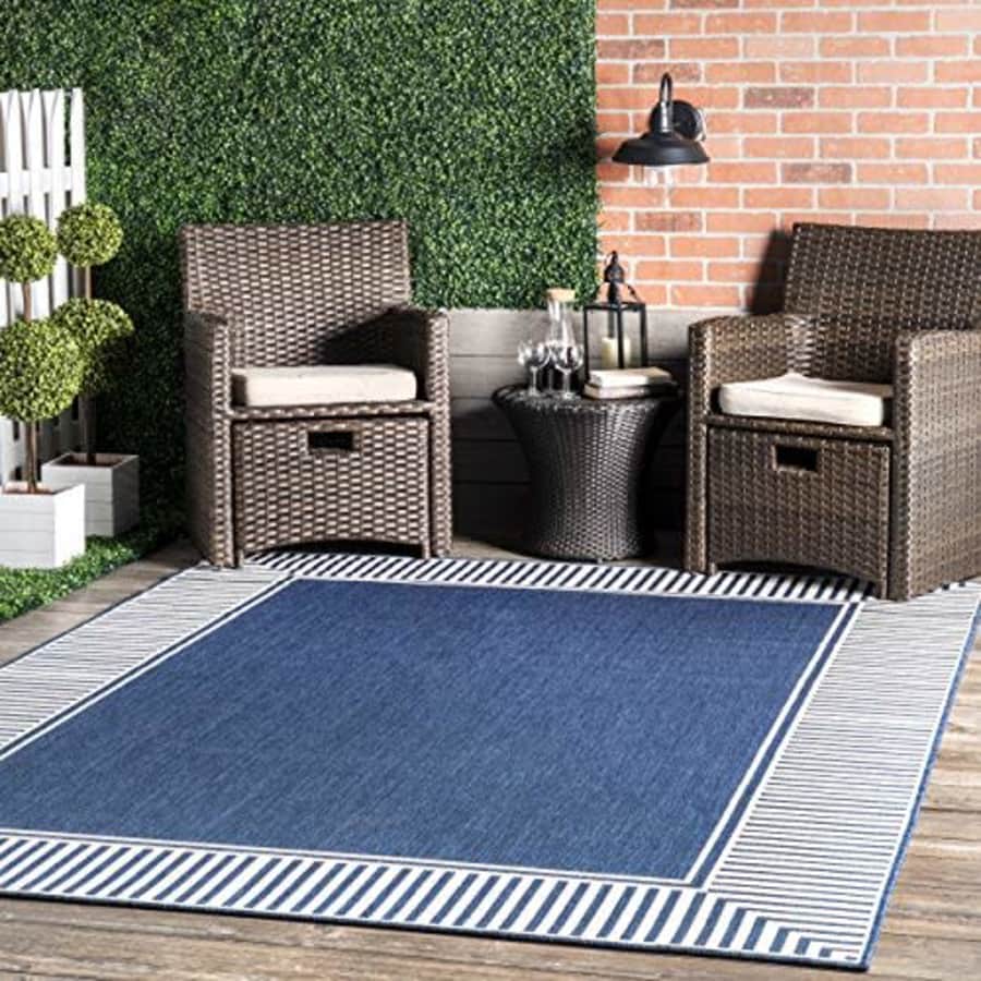 nuLOOM Asha Simple Border Indoor/Outdoor Area Rug, 4' x 6', Navy for $45 nuLOOM Asha Simple Border Indoor/Outdoor Area Rug, 4' x 6', Navy for $45