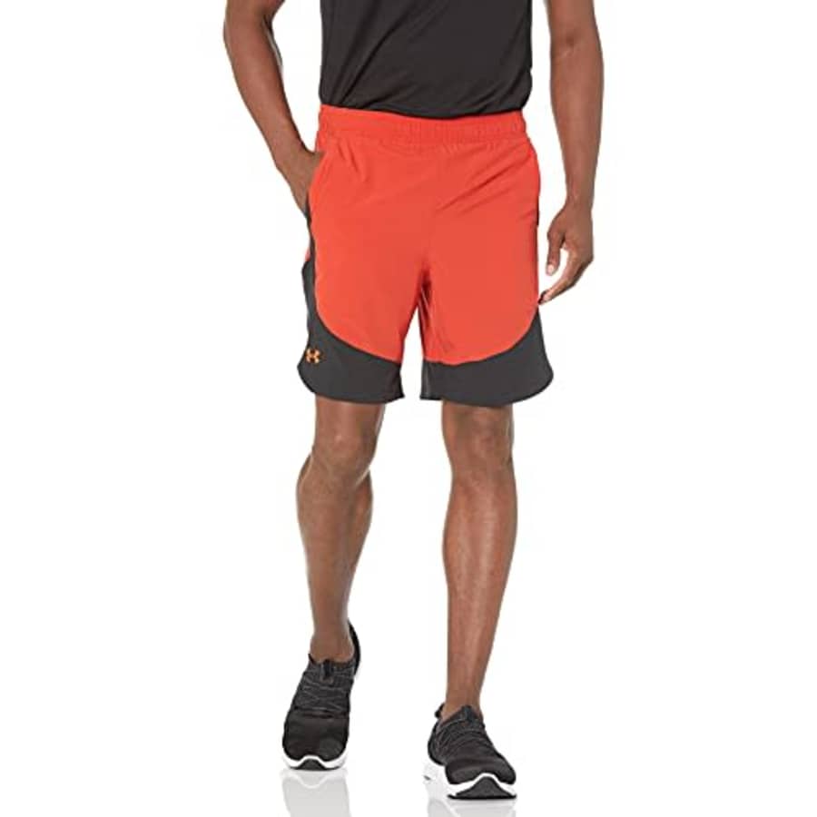 Under Armour Men's HIIT Woven Colorblock Shorts, Radiant Red (839)/Phoenix Fire, Small for $41