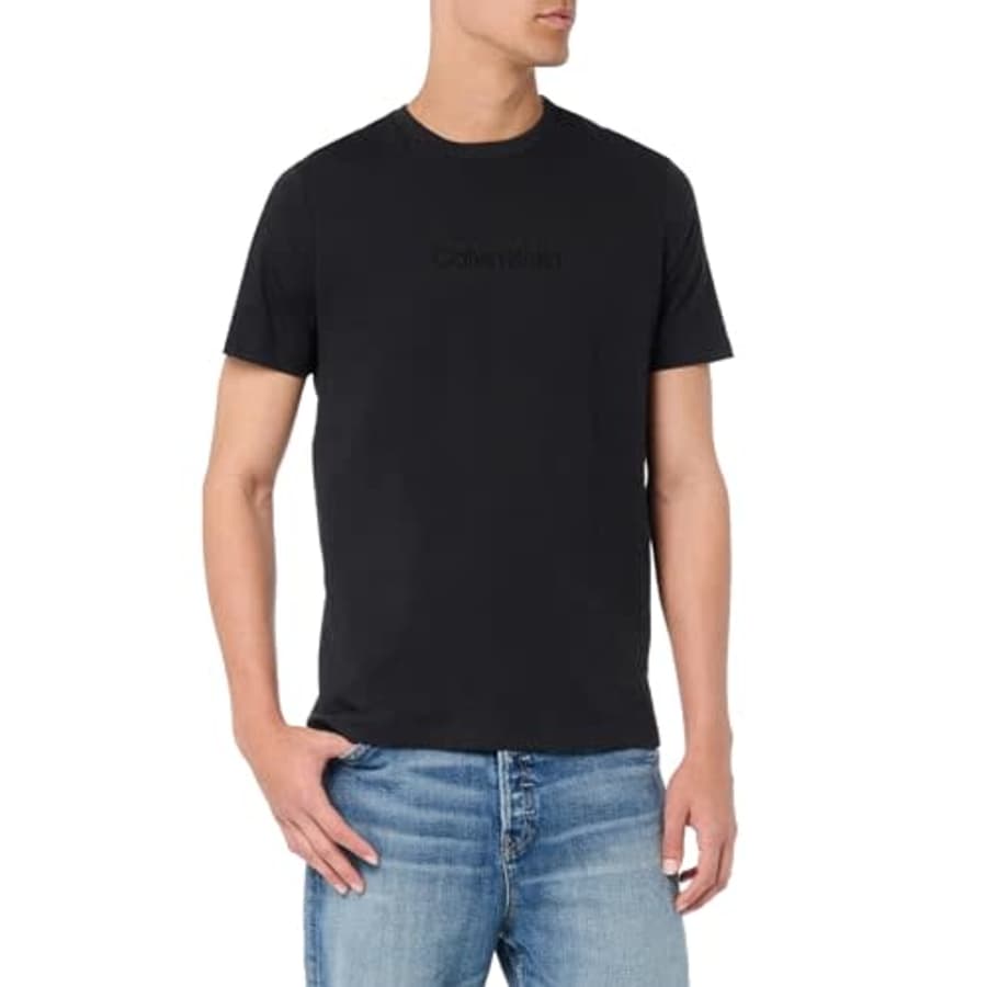 Calvin Klein Men's Shiny CK Logo T-Shirt Black for $16
