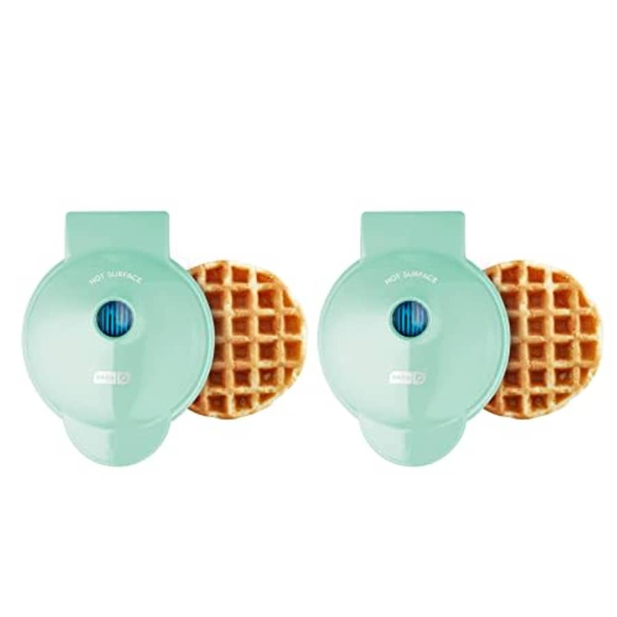 DASH DMW002AQ Mini Waffle Maker (2 Pack) for Individual Waffles Hash Browns, Keto Chaffles with for $25 DASH DMW002AQ Mini Waffle Maker (2 Pack) for Individual Waffles Hash Browns, Keto Chaffles with for $25