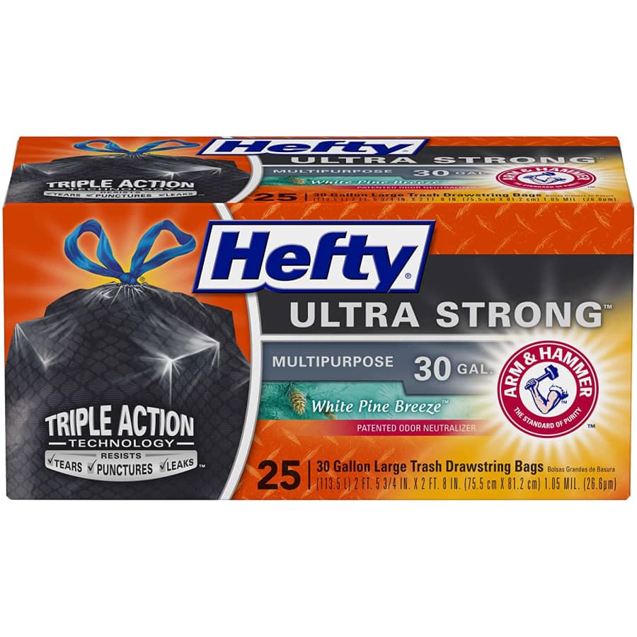 Hefty 30-Gallon Odor Control Trash Bag 25-Pack for $17 Hefty 30-Gallon Odor Control Trash Bag 25-Pack for $17