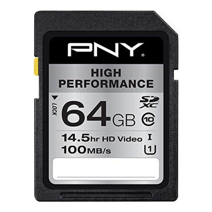 PNY 64GB High Performance Class 10 U1 SDXC Flash Memory Card for $39