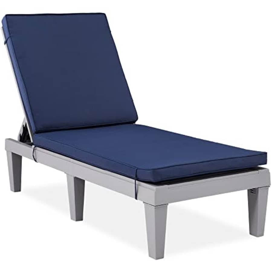 Best Choice Products Outdoor Lounge Chair, Resin Patio Chaise Lounger for Poolside, Backyard, Porch for $128