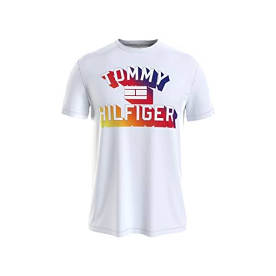 Tommy Hilfiger Men's Short Sleeve Graphic Logo T-Shirt, Bright White, XL for $27