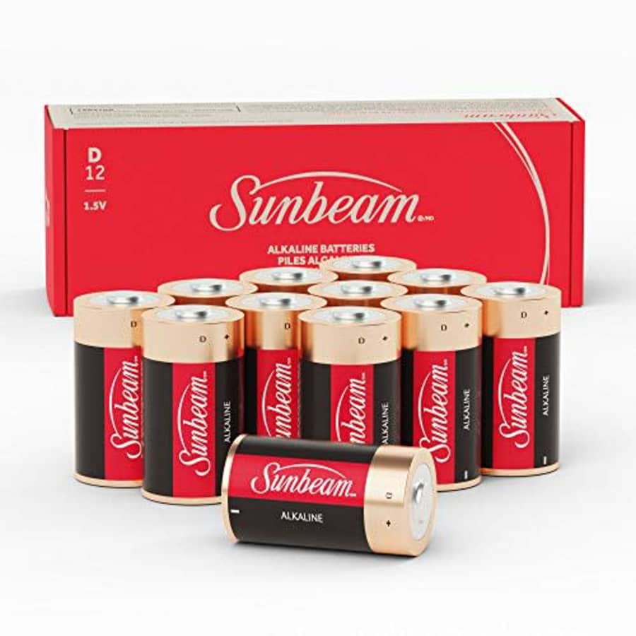 Sunbeam 16727 12 Pack D High-Performance Alkaline Batteries, Easy to Open Value Pack for $19