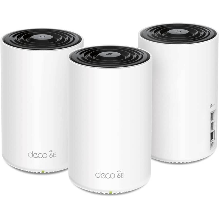 TP-Link Deco AXE5400 Tri-Band WiFi 6E Mesh System 3-Pack: $250