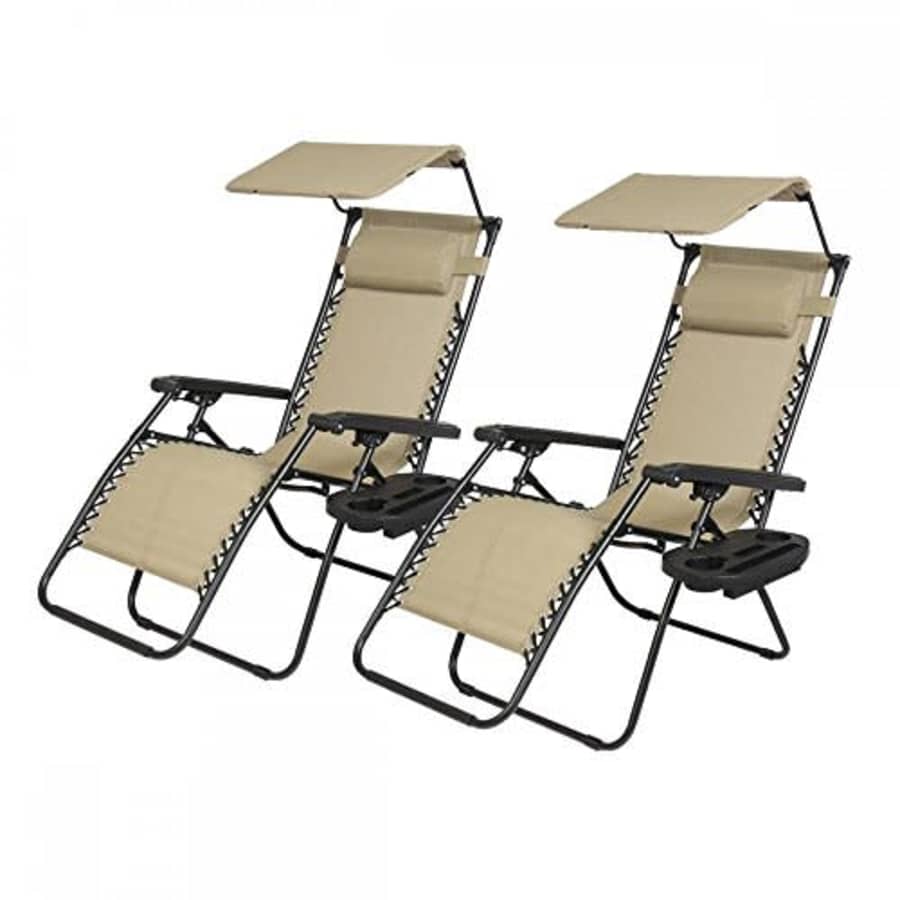 FDW 2 PCS Zero Gravity Chair Lounge Patio Chairs with Canopy Cup Holder for $97