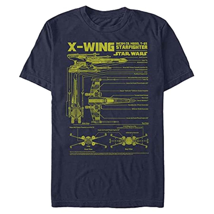 Star Wars Men's X-Wing Schematics T-Shirt, Navy Blue, 4X-Large for $12 Star Wars Men's X-Wing Schematics T-Shirt, Navy Blue, 4X-Large for $12
