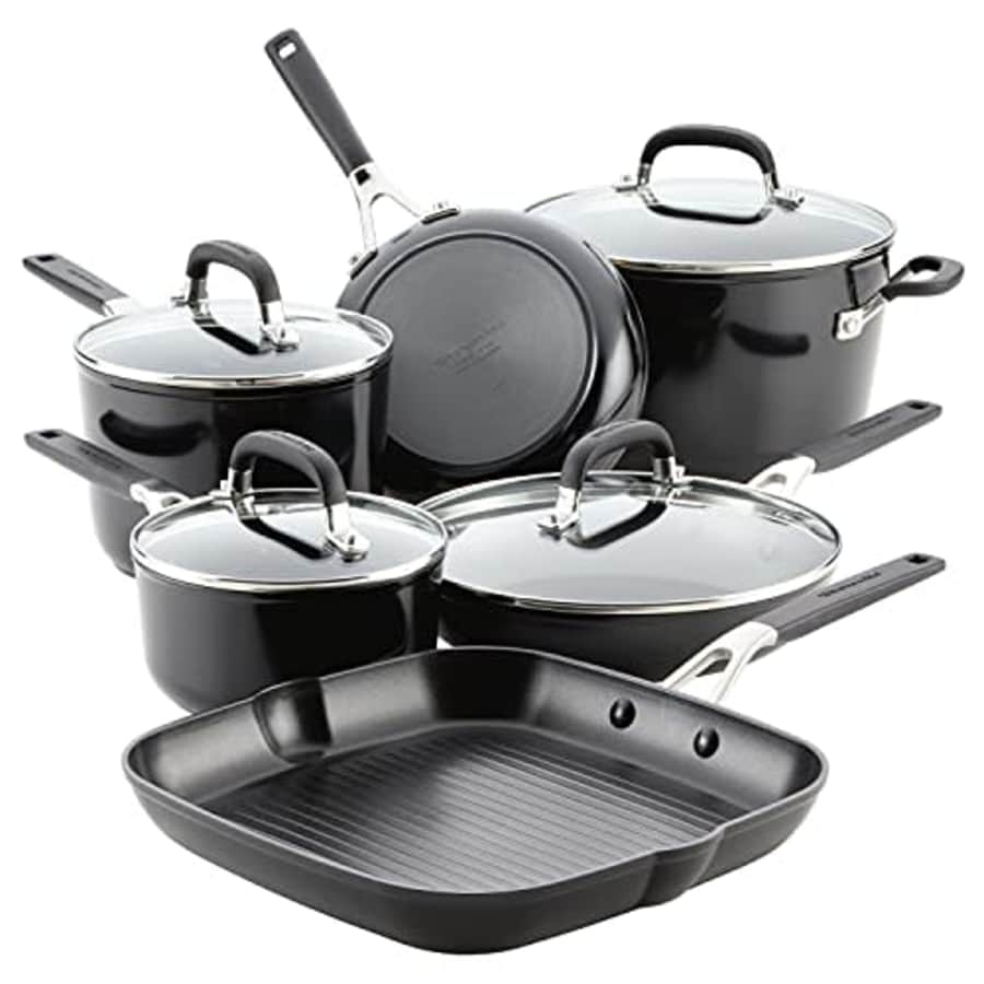 KitchenAid Hard Anodized Nonstick Cookware Pots and Pans Set, 10 Piece, Onyx Black for $169