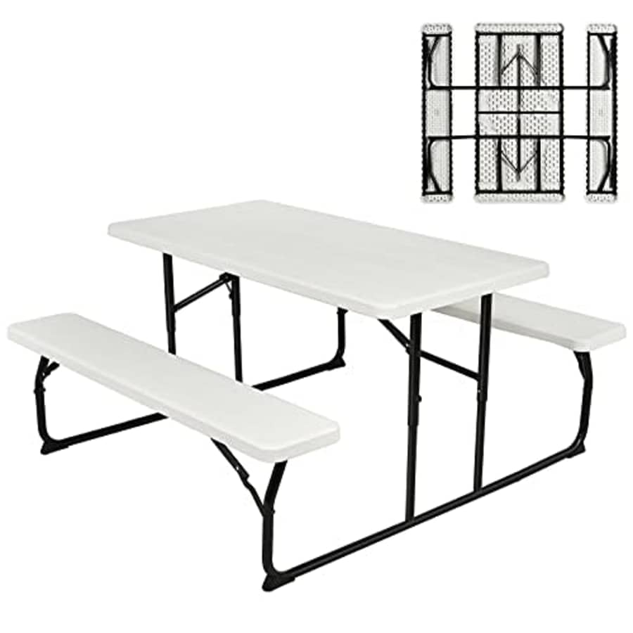Giantex Folding Picnic Table Bench Set, Outdoor Dining Table Set, Large Camping Table for Patio for $163