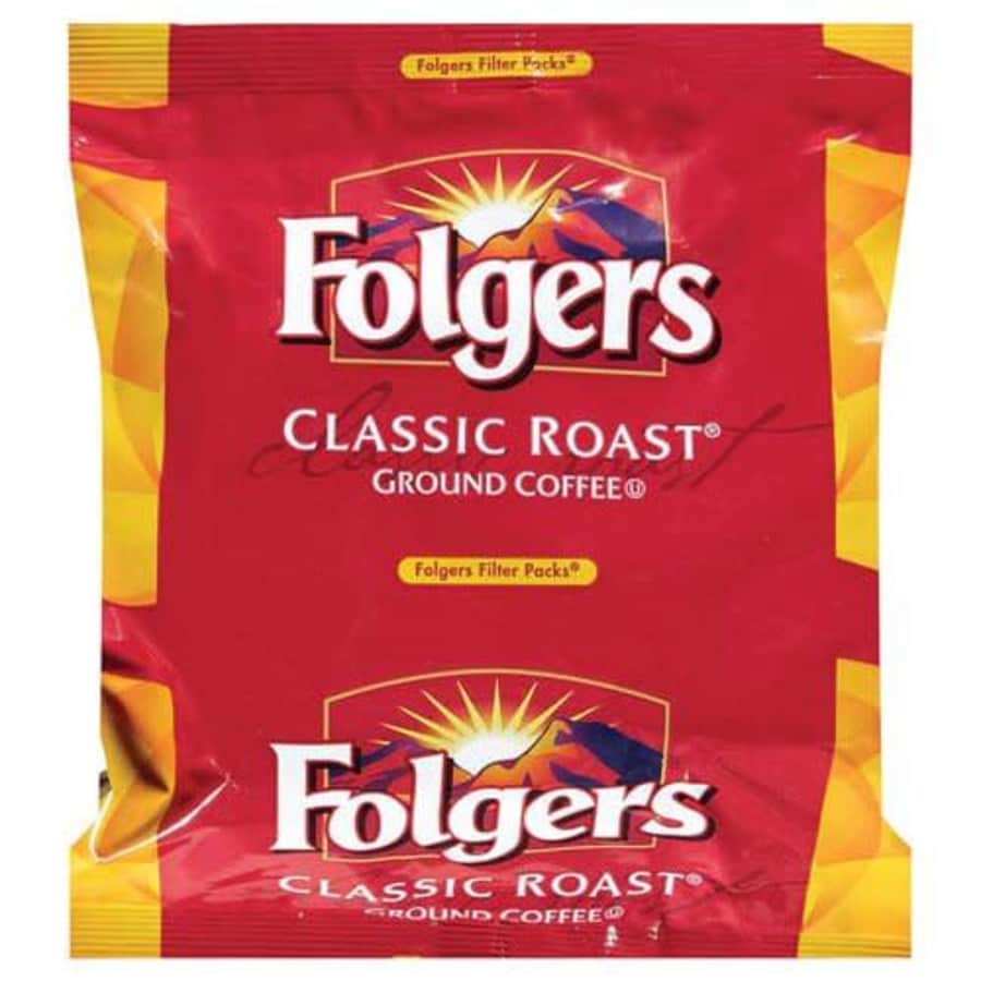 Folgers Classic Roast Medium Roast Ground Coffee, 40- 1.05 Ounce Filter Packs (Pack of 40) for $37 Folgers Classic Roast Medium Roast Ground Coffee, 40- 1.05 Ounce Filter Packs (Pack of 40) for $37