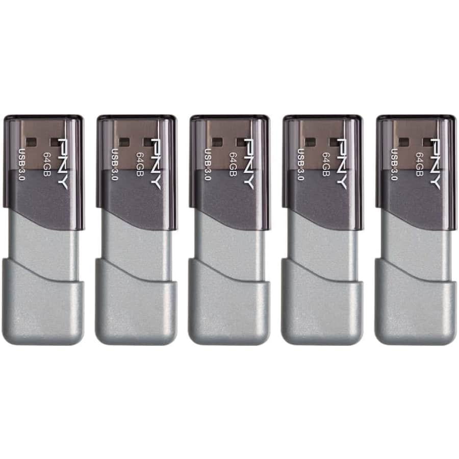 PNY Turbo Attaché 3 64GB USB Flash Drive 5-Pack: $17.99 PNY Turbo Attaché 3 64GB USB Flash Drive 5-Pack: $17.99