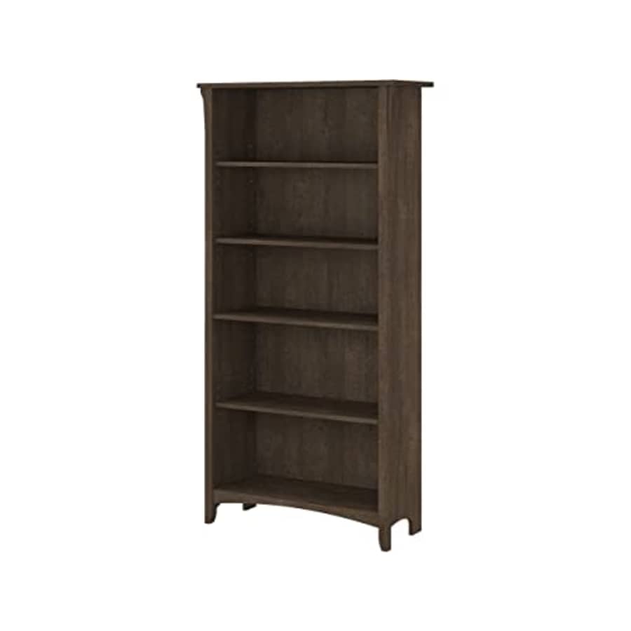 Bush Furniture Salinas Tall 5 Shelf Bookcase in Ash Brown | Distressed Style Modern Farmhouse for $172 Bush Furniture Salinas Tall 5 Shelf Bookcase in Ash Brown | Distressed Style Modern Farmhouse for $172
