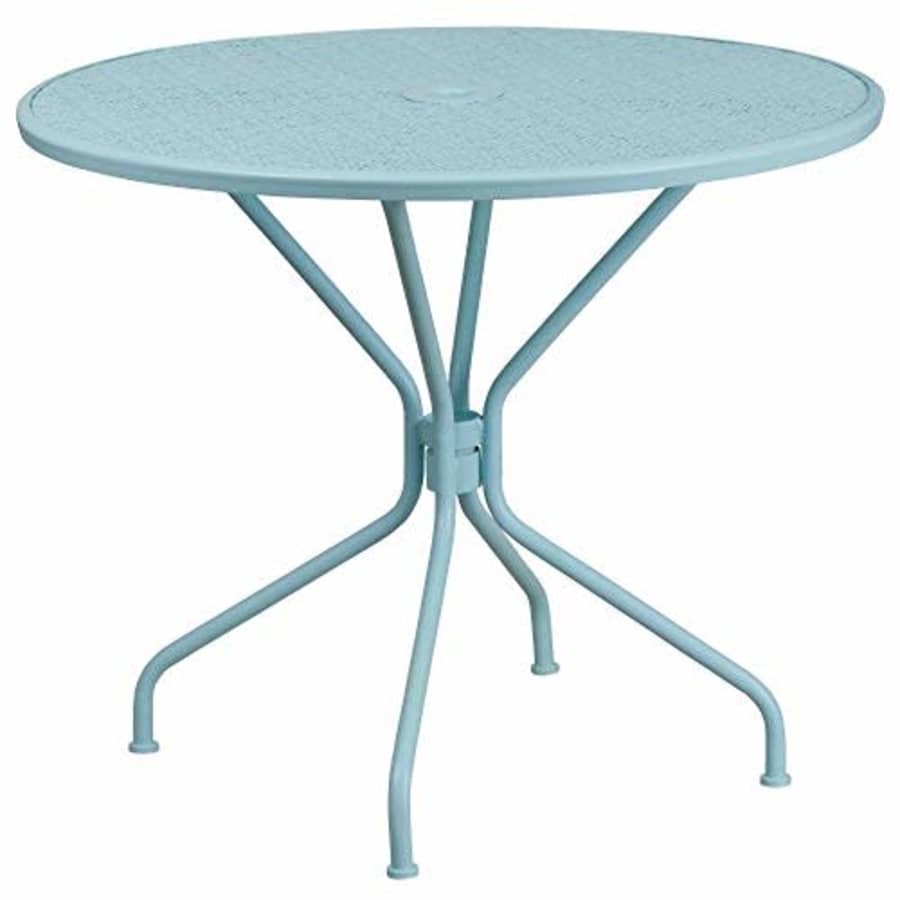 Flash Furniture Commercial Grade 35.25" Round Sky Blue Indoor-Outdoor Steel Patio Table for $123