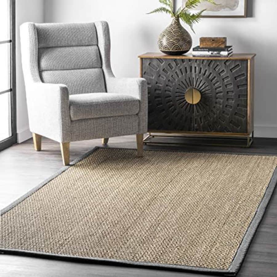 nuLOOM Elijah Seagrass Natural Area Rug, 4' x 6', Dark Grey for $75 nuLOOM Elijah Seagrass Natural Area Rug, 4' x 6', Dark Grey for $75