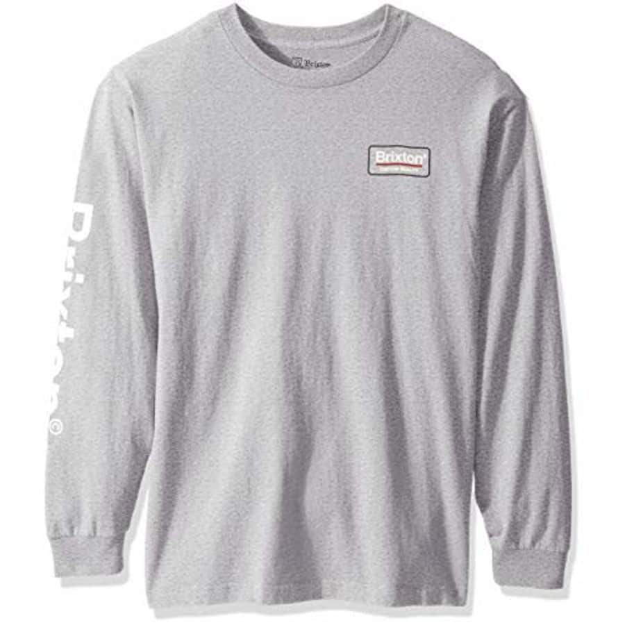 Brixton Men's Palmer II Standard FIT Long Sleeve T-Shirt, Heather Grey, S for $20