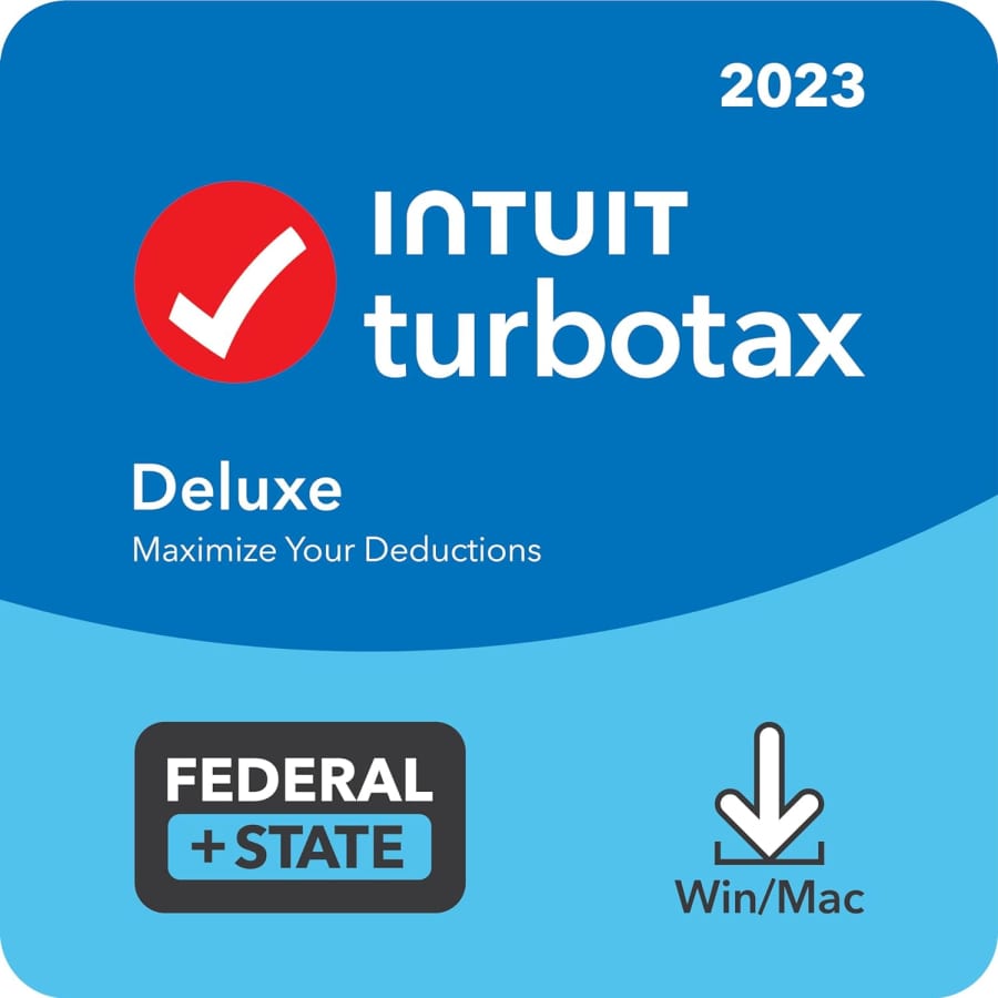TurboTax Deluxe Federal + State 2023 Tax Software for $45 TurboTax Deluxe Federal + State 2023 Tax Software for $45
