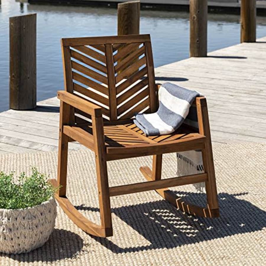 Walker Edison Outdoor Patio Wood Chevron Rocking Chair All Weather Backyard Conversation Garden for $190 Walker Edison Outdoor Patio Wood Chevron Rocking Chair All Weather Backyard Conversation Garden for $190