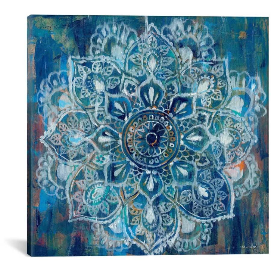 iCanvas "Mandala in Blue II" 37" x 37" Canvas Wall Art for $99 iCanvas "Mandala in Blue II" 37" x 37" Canvas Wall Art for $99