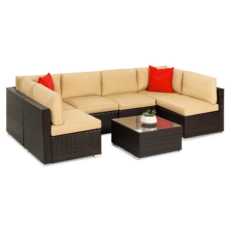 Best Choice Products 7-Piece Modular Wicker Sectional Conversation Set for $550