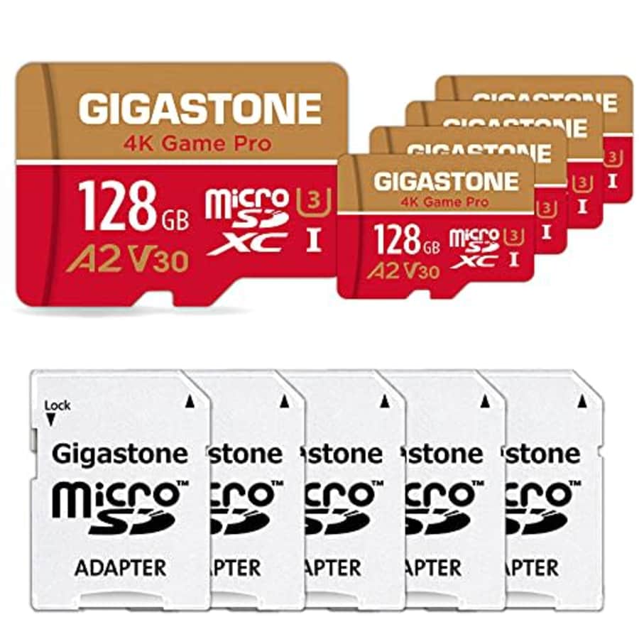 Gigastone 128GB 5-Pack Micro SD Card, Game Pro, A2 V30, 4K Video Recording, Nintendo-Switch for $100