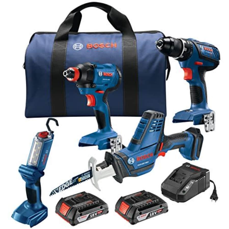 Bosch 18V Cordless 4-Tool Combo Kit w/ 2 Batteries for $181