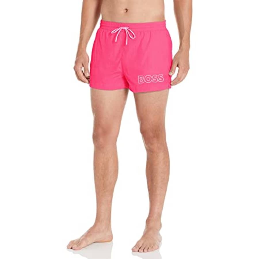 BOSS Men's Standard Big Logo Swim Trunk, Bright Magenta, XXL for $46