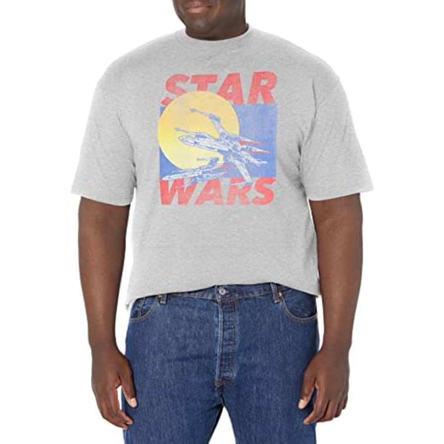 Star Wars Big & Tall Ships Men's Tops Short Sleeve Tee Shirt, Athletic Heather, 4X-Large for $11