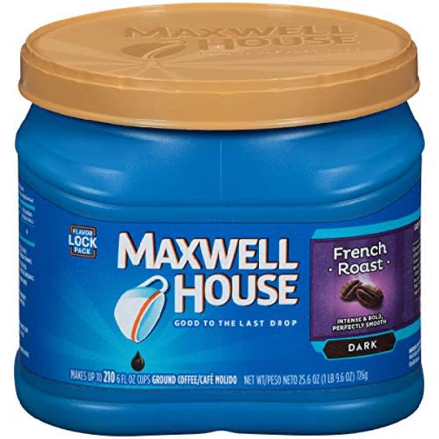 Maxwell House French Roast Dark Roast Ground Coffee (25.6 oz Canister) for $9 Maxwell House French Roast Dark Roast Ground Coffee (25.6 oz Canister) for $9