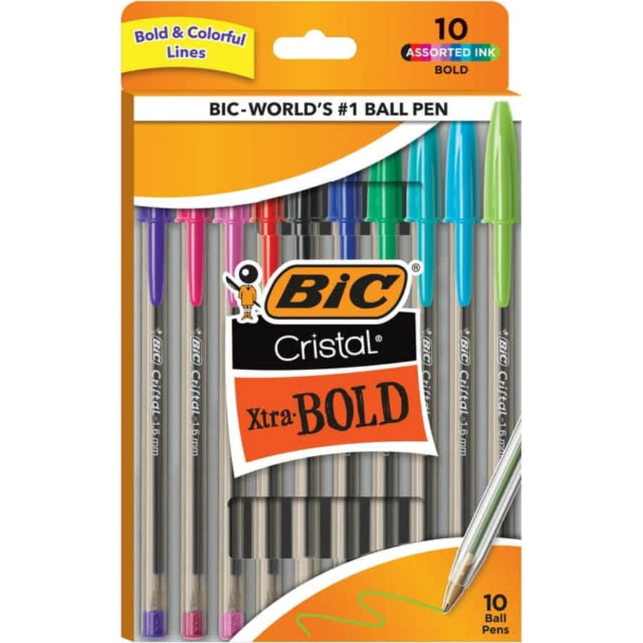 Bic Cristal Xtra Bold Ballpoint Stick Pen 10-Pack for $1 Bic Cristal Xtra Bold Ballpoint Stick Pen 10-Pack for $1